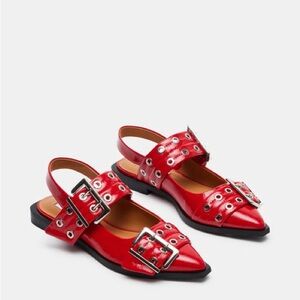 Steve Madden Red Buckle Flats